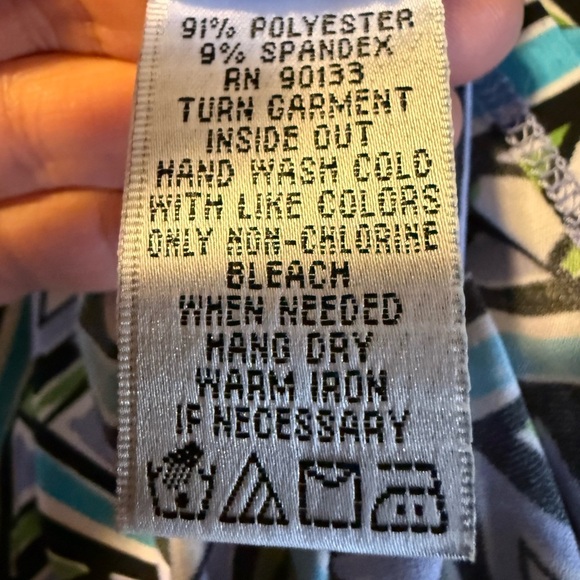 Bob Mackie Blue Black Graphic 3/4 Sleeve Blouse #Art to Wear #Statement Sleeves - Picture 6 of 6